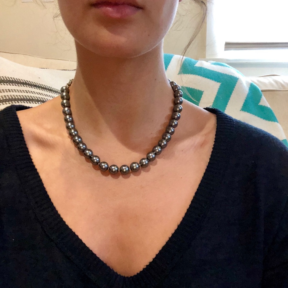 Black pearl necklace set